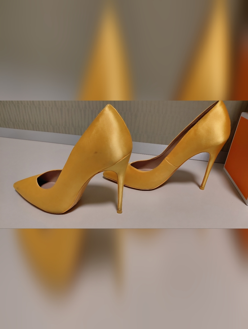 Aldo Satin Pointed-Toe Stiletto Pumps in Yellow